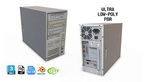 Retro Desktop Computer Tower PC Low-poly PBR