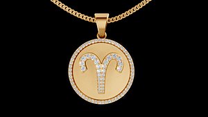 Aries Ram Zodiac pendant 3D model