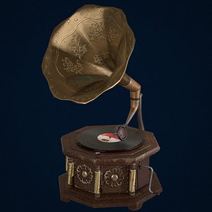 3D Gramophone Game Ready model