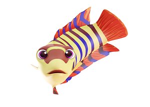 3D ornate climbing perch fish toon