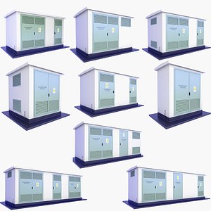3D 9 Power Transformer Substation Buildings SET v4