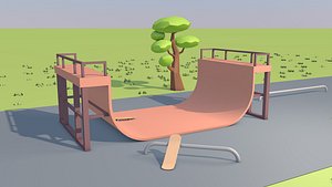 3D model skate park skateboard animation