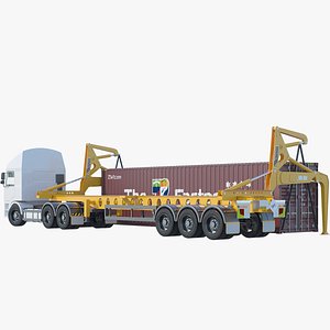 3D Generic 20 ft and 40 ft Container Sidelifter Rigged Animated