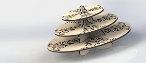3 Tier Cupcake Stand Plates (solidworks assembly) for laser cut