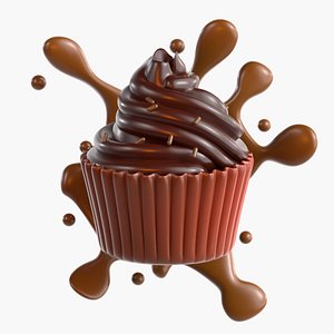 3D Chocolate Cupcake 3D