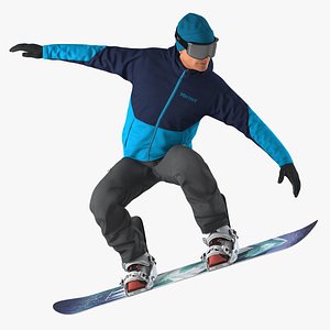 Snowboarder Jumping 3D Model