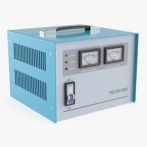 3D Voltage Stabilizer with Analog Meters Blue model