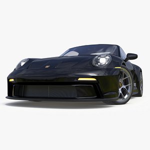 Sport Car Porsche 911 2024 Black Simplified Rigged for Maya 3D model