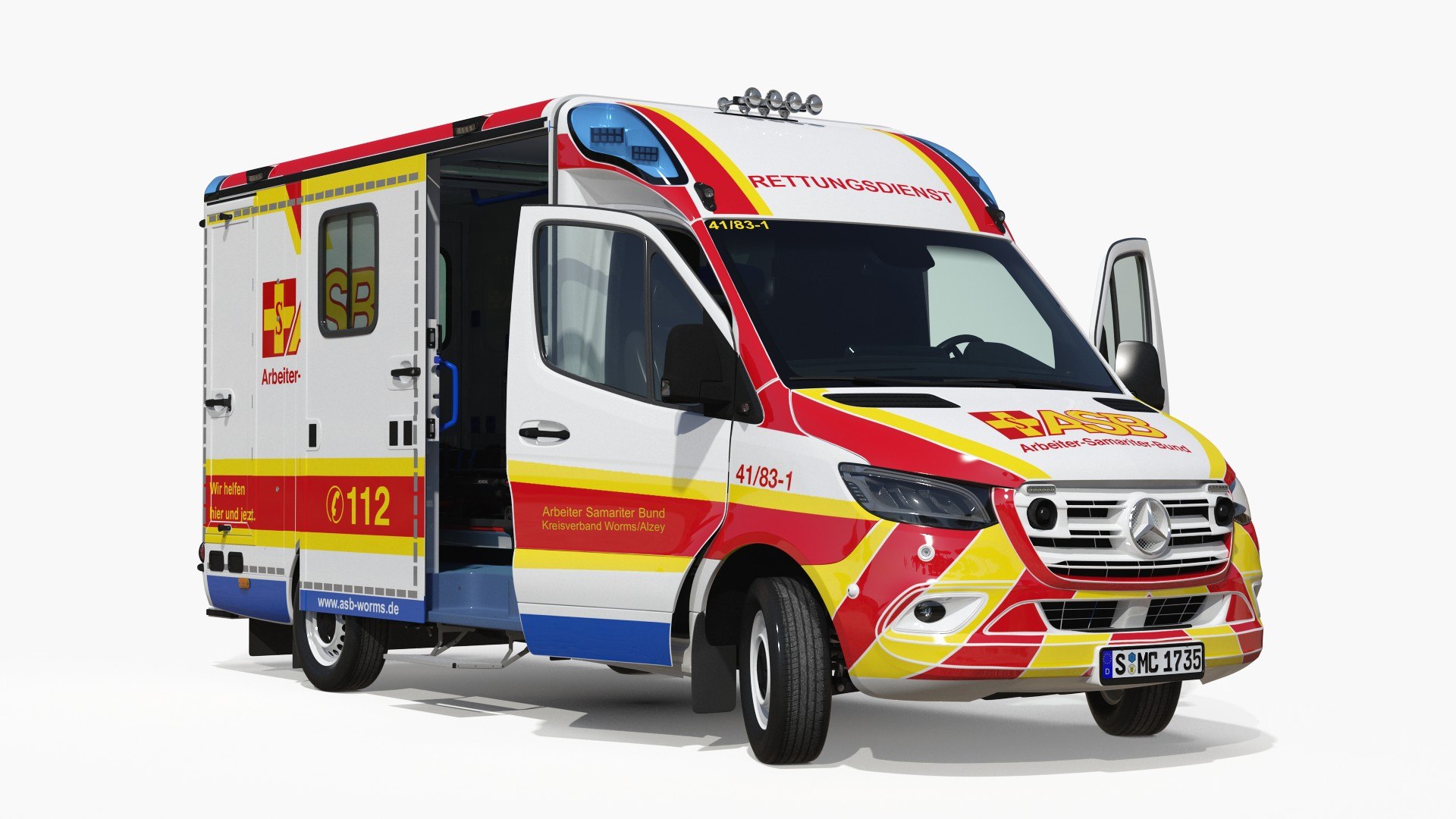 ASB Mercedes Sprinter Ambulance Rigged 3D model preview
