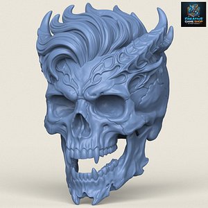 Modern Demon Skull Print Ready 3D Model 3D