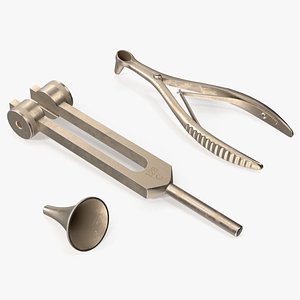 Gold-Plated Stainless Steel ENT Diagnostic Set 3D