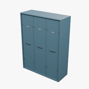 3D Painted Steel Storage Locker Bank - 1350 x 500 x 1800 mm model
