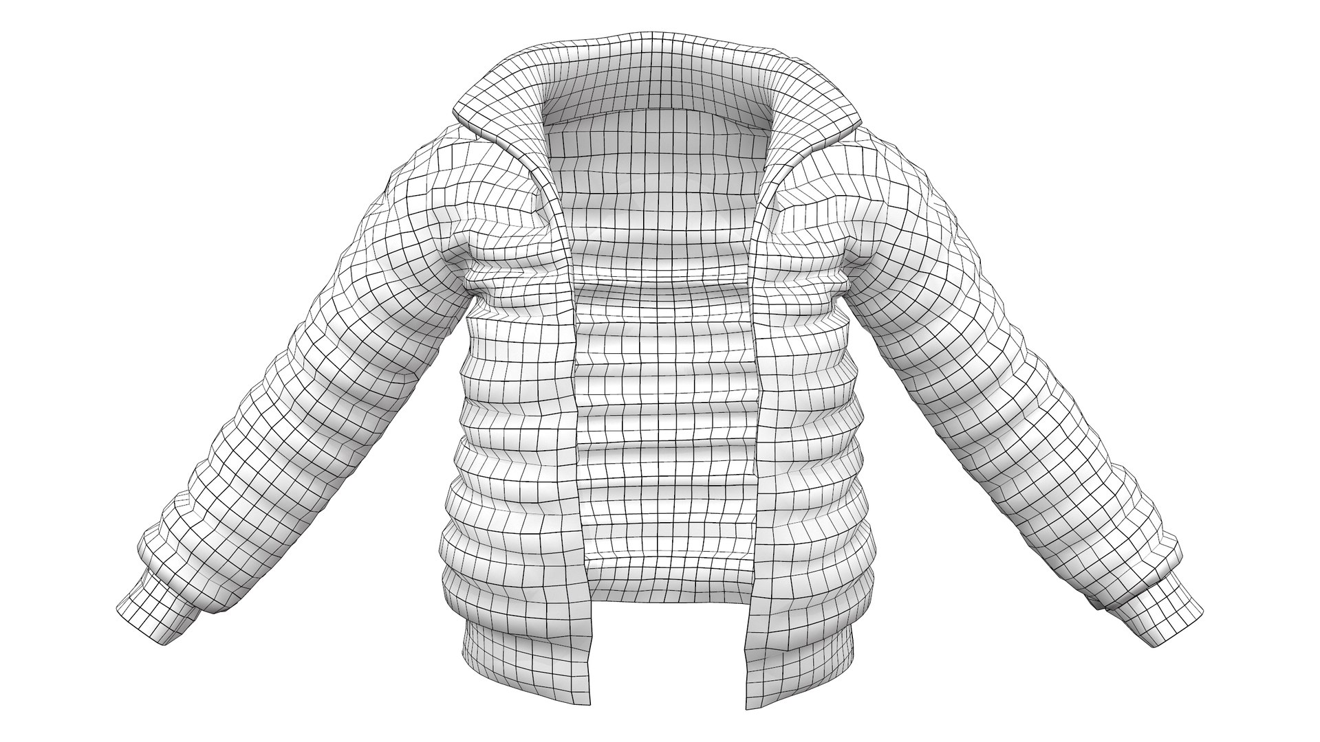 Open Front Shiny Black Padded Jacket 3D model - TurboSquid 1964948