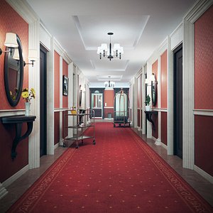 3D hotel corridor model