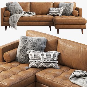 Eliot leather deals sectional with bumper