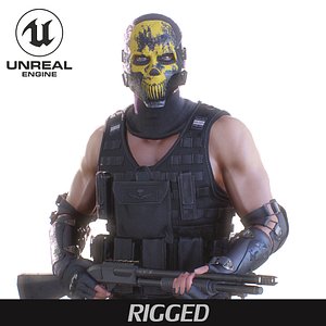 3D Terrorist Soldier Unreal Unity model