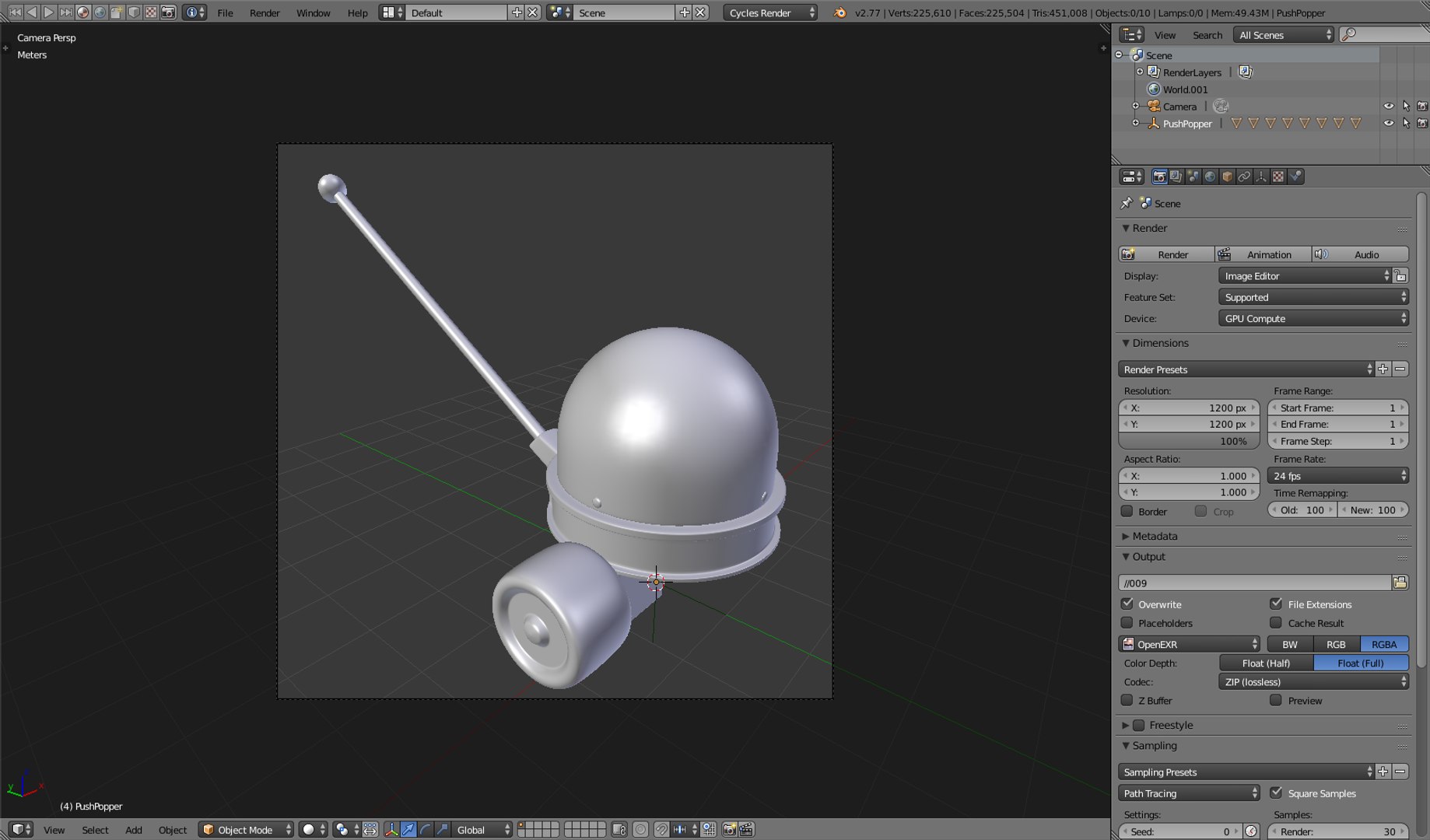 3d Push Popper Model