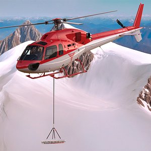 Medical Air Rescue Helicopter and Helicopter Stretcher 3D