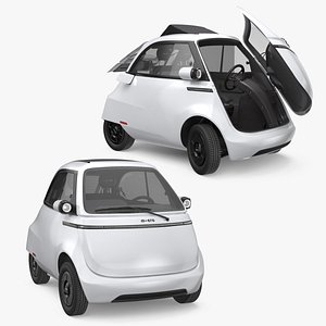 Compact EV City Vehicle Microlino White Rigged