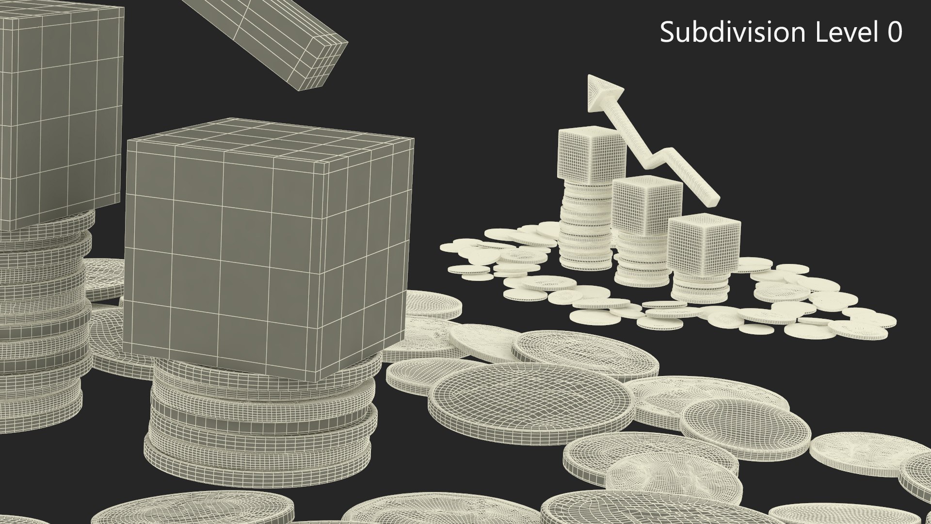 Inflation Arrow Graph With Coins Model - TurboSquid 2277675