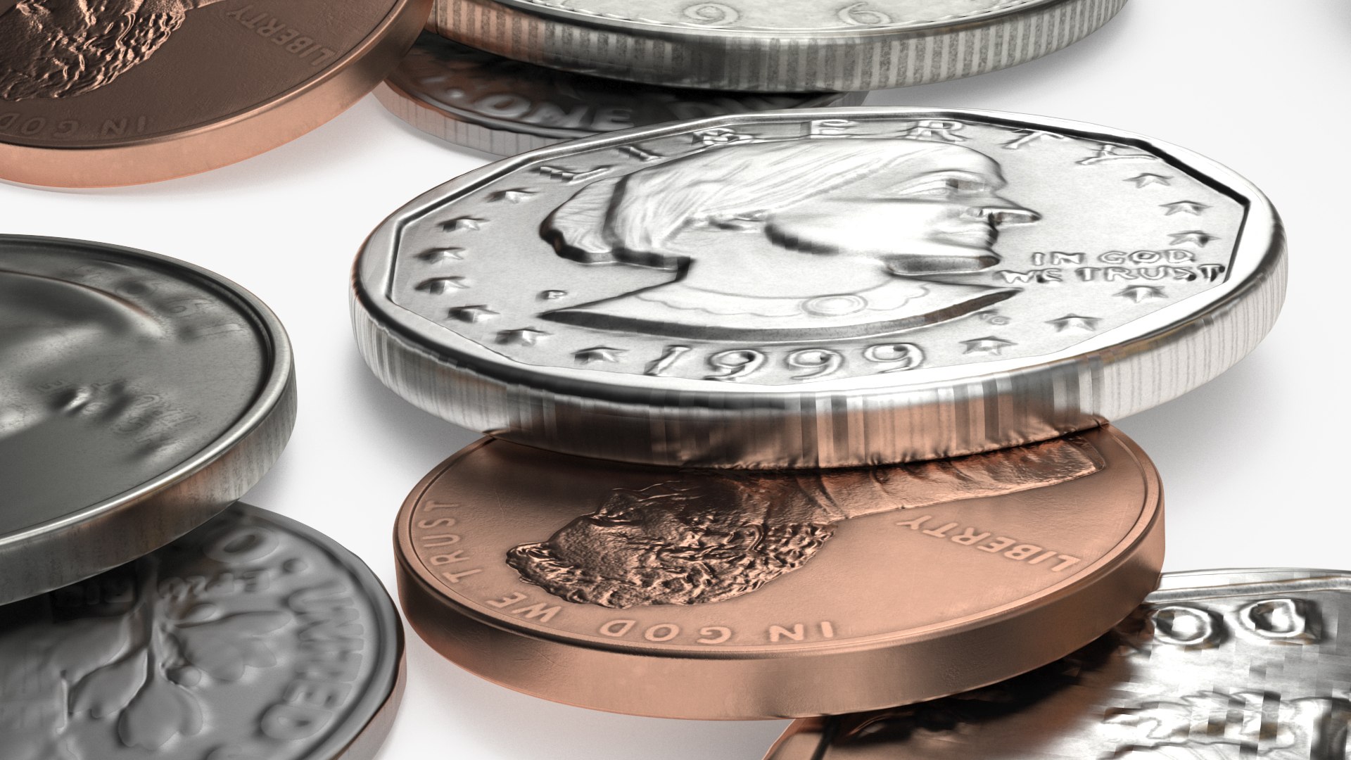 Inflation Arrow Graph With Coins Model - TurboSquid 2277675