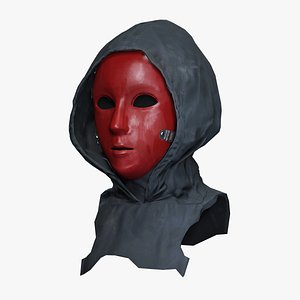 Red Mask with Hood Realistic PBR 3D Model