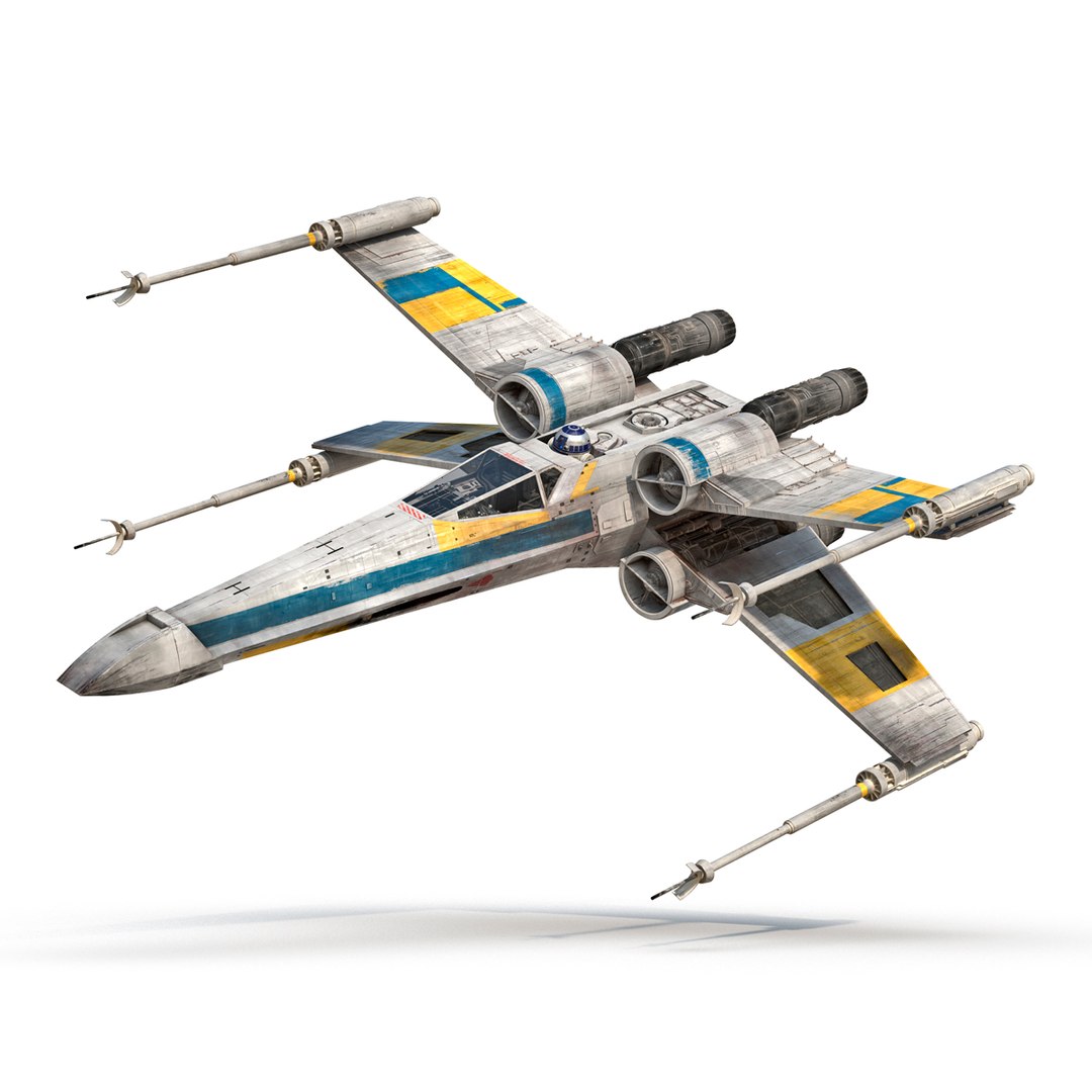 Star Wars X-Wing Starfighter and R2D2 Blue 3D model preview
