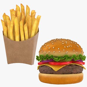 Hamburger and French Fries Box