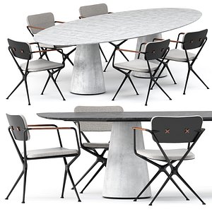 EXES CHAIR and CONIX Oval Table and CONIX Table