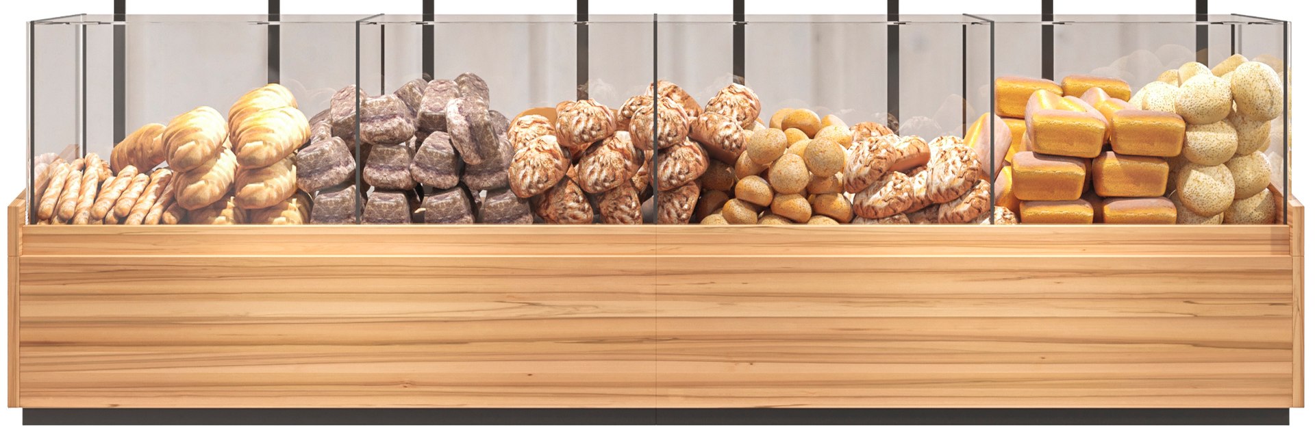 3D model Showcase in a bakery with fresh bread - TurboSquid 1982888