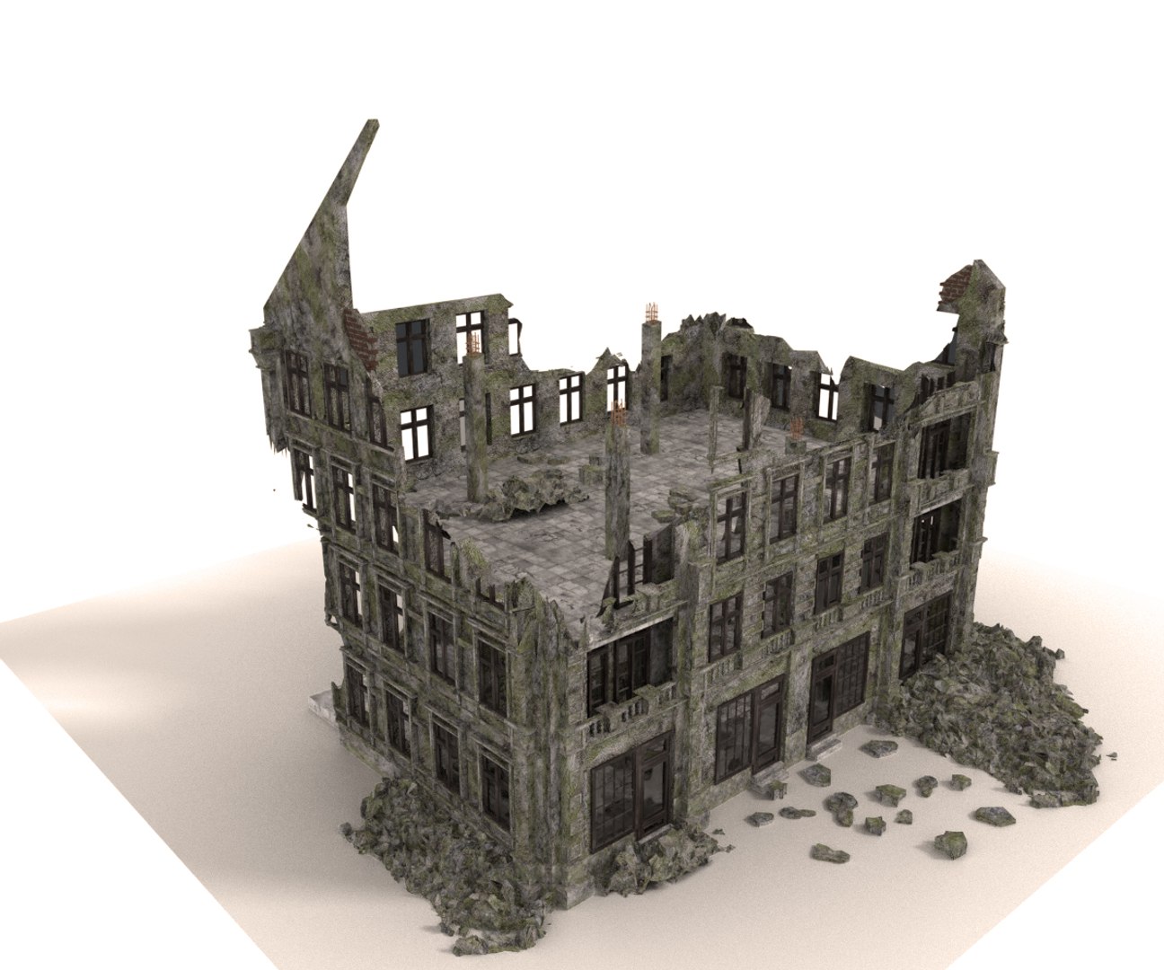 Ruined Apocalypse Building Architectural Model - TurboSquid 1382470