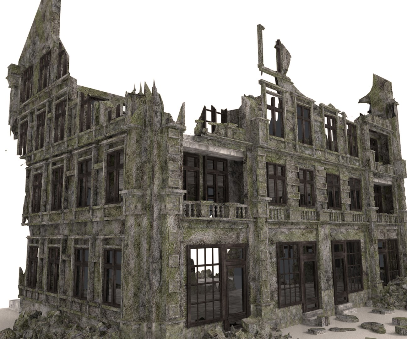 Ruined Apocalypse Building Architectural Model - TurboSquid 1382470