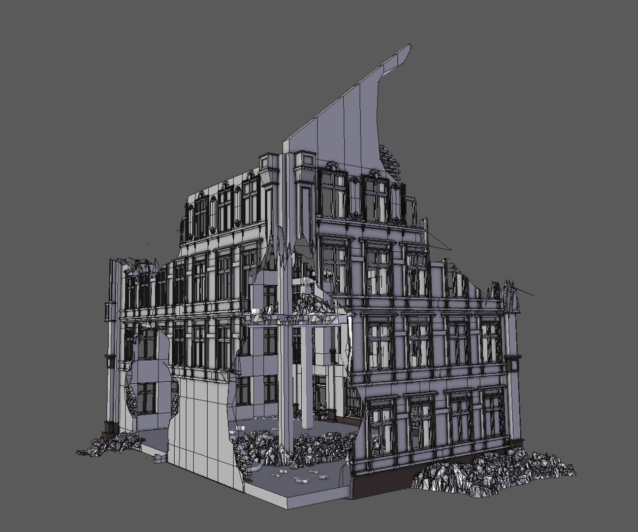 Ruined Apocalypse Building Architectural Model - TurboSquid 1382470