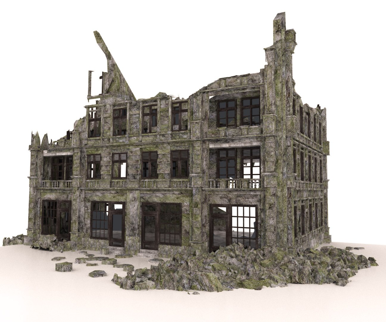 Ruined Apocalypse Building Architectural Model - TurboSquid 1382470