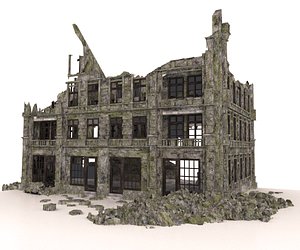 ruined apocalypse building architectural model