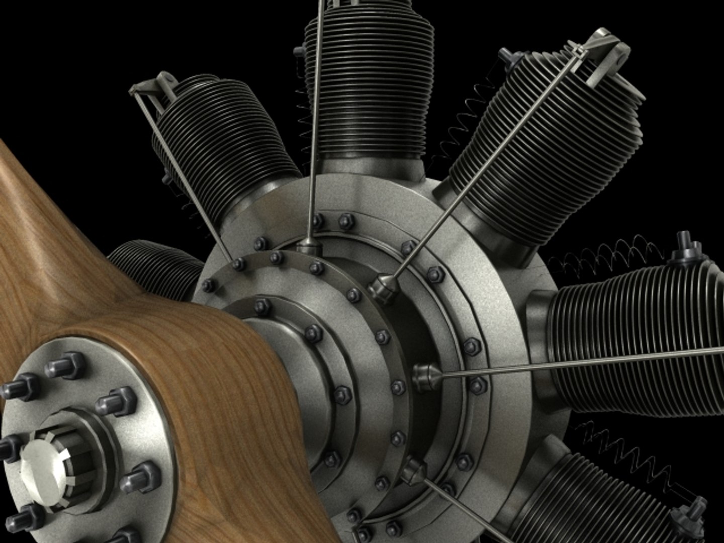 Gnome 9n Rotary Engine Obj