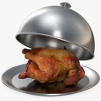 Food Cloche and Roasted Chicken