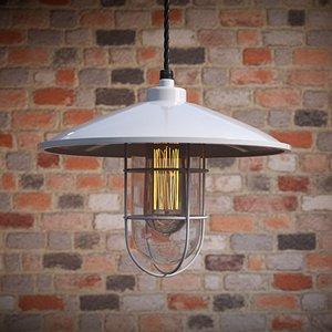 Hanging Light with Glass Bulb Cage White