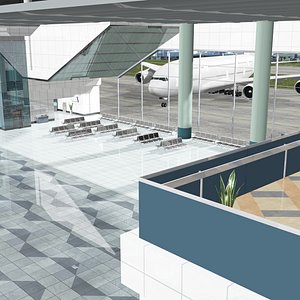 3D model Airport Interior Hall 3d Model