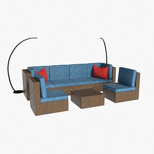 3D Blue Patio Furniture model
