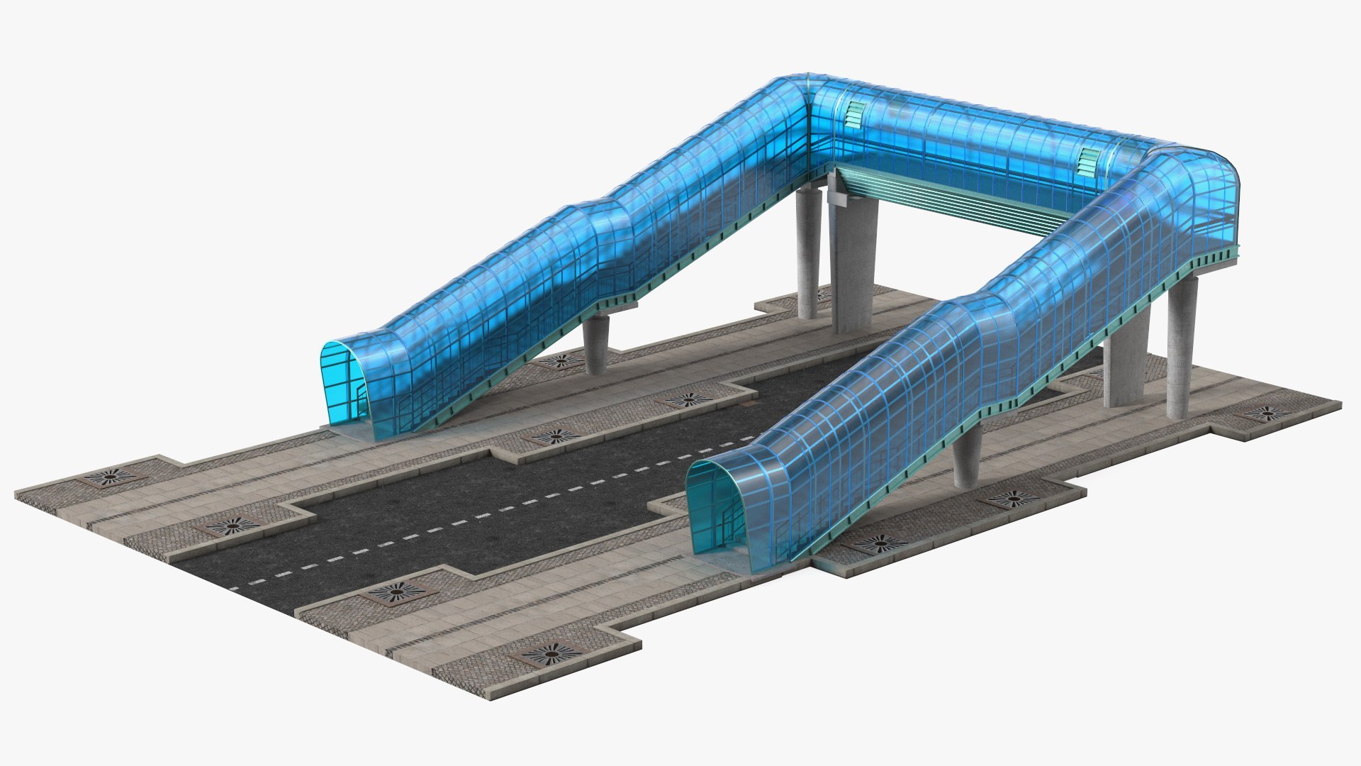 Above Ground Pedestrian with Street Fragment 3D model preview