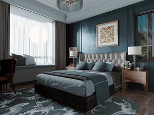 3D Classic Luxury Bedroom Interior