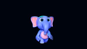 3D model Cartoon Elephant Rigged Character