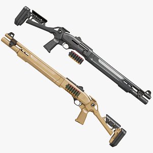 3D Long Shotgun 04 Black and Sandal Single Mat All PBR Unity UE Textures