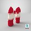 pair red wool mittens 3D