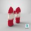 pair red wool mittens 3D