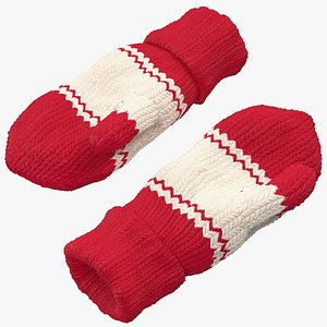 Pair of Red Wool Mittens