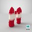 pair red wool mittens 3D