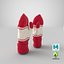 pair red wool mittens 3D