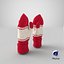 pair red wool mittens 3D